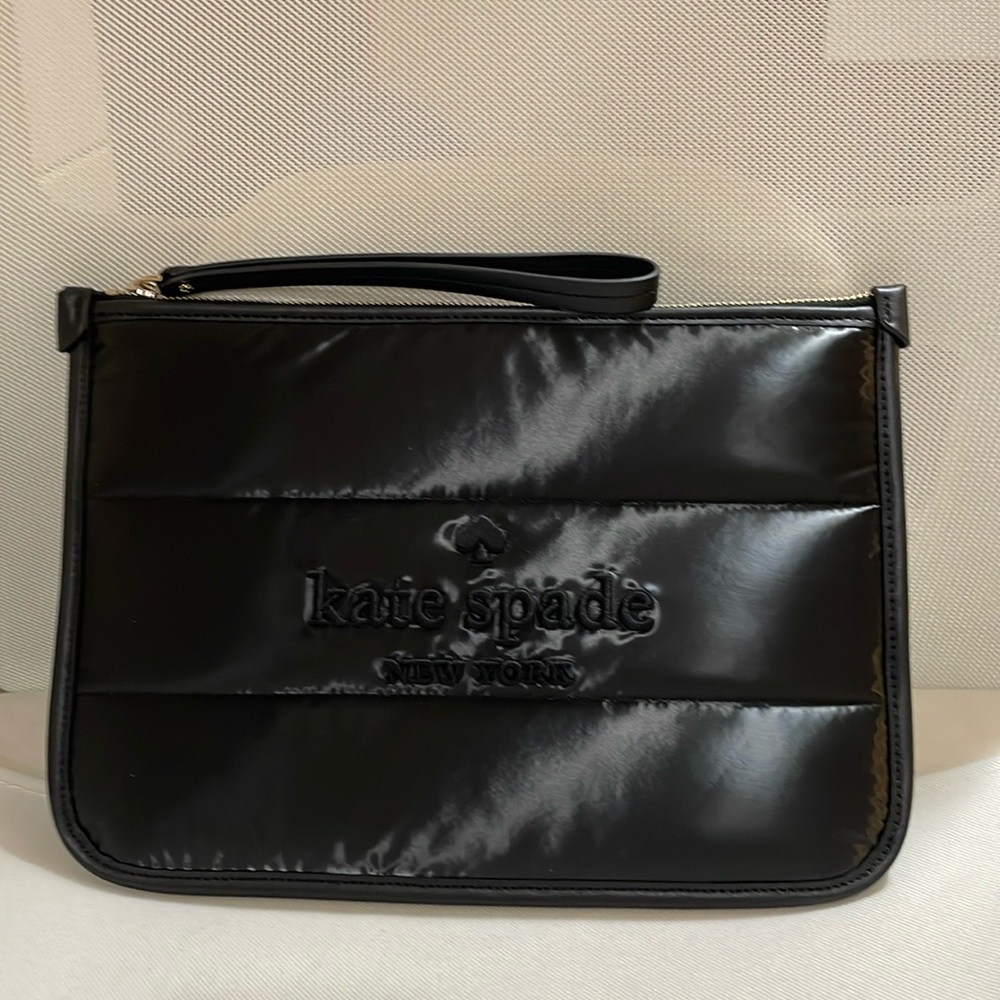 kate spade Black Quilted Wristlet Clutch
